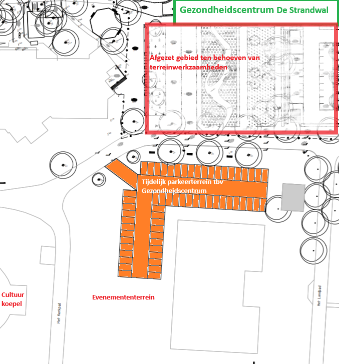 Tijdelijke parkeerplaats bij Gezondheidscentrum De Strandwal/Tandzorg Heiloo