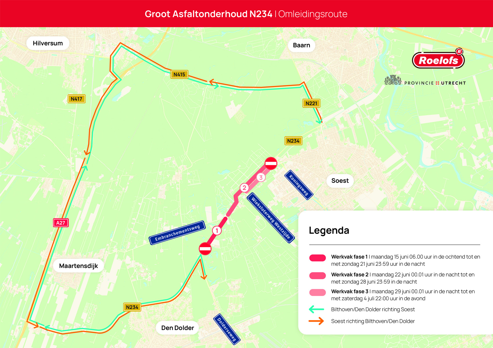 Wegenwerk N234 in juni/juli – Plan uw reisroute in